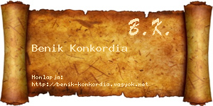 Benik Konkordia névjegykártya